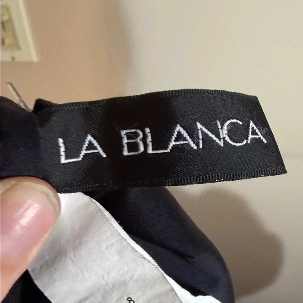 La Blanca Black Halter One-Piece Swimsuit with Mesh Accents
